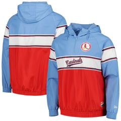St. Louis Cardinals New Era Ripstop Raglan Quarter-Zip Hoodie - Light Blue Hoodies
