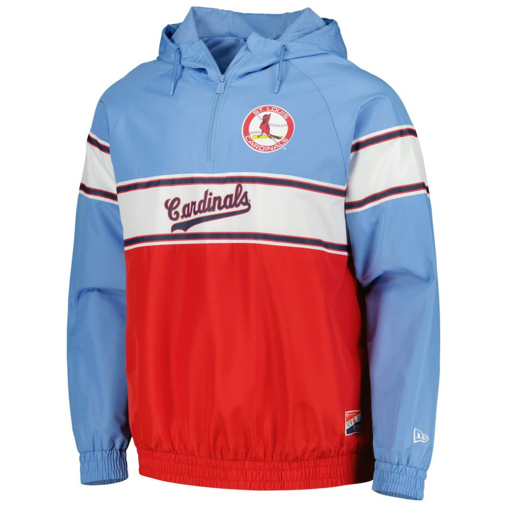 St. Louis Cardinals New Era Ripstop Raglan Quarter-Zip Hoodie - Light Blue Hoodies