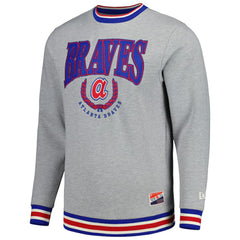 Atlanta Braves New Era Throwback Classic Pullover Sweatshirt - Heather Gray Pullover