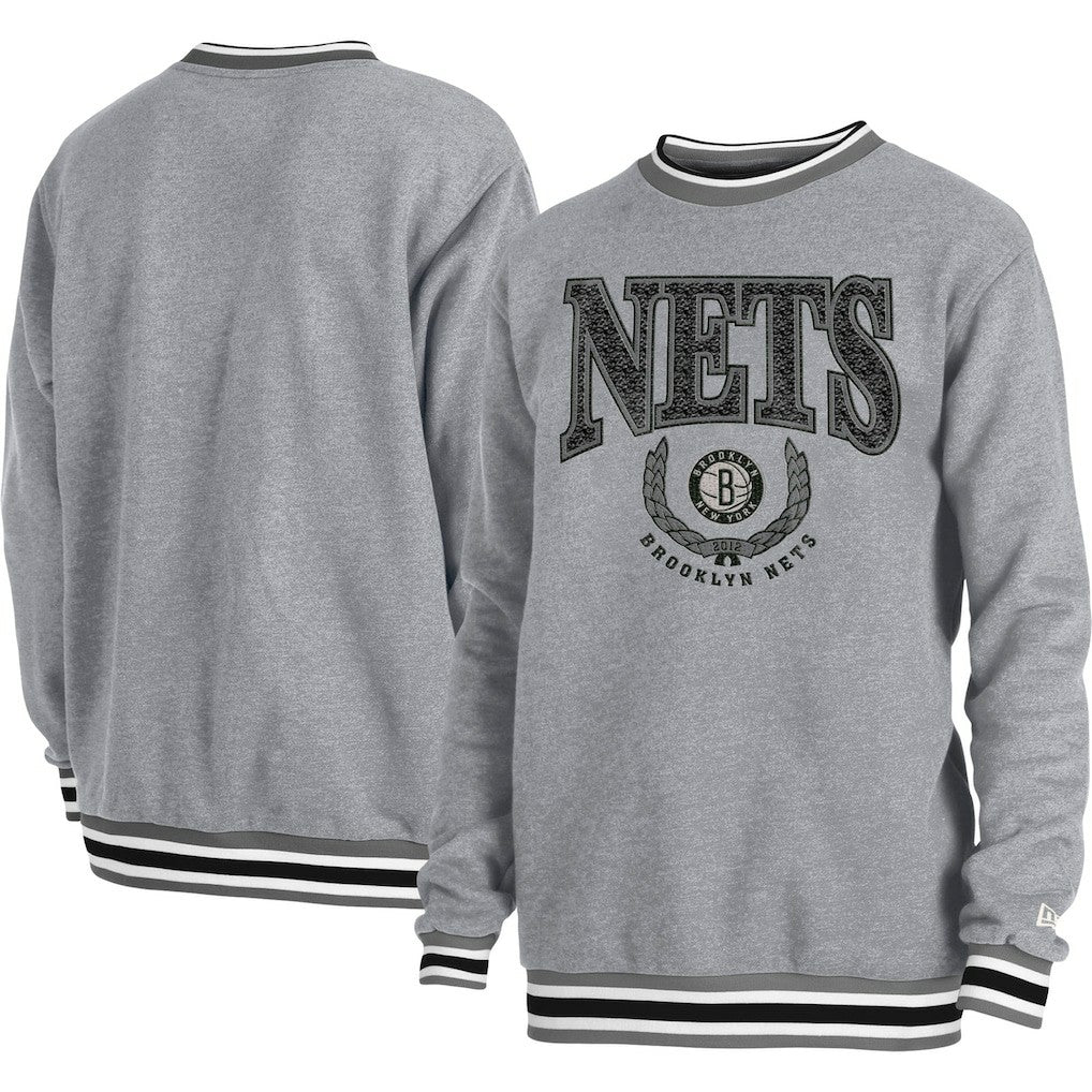 Brooklyn Nets Unisex Vintage Throwback Crew Sweatshirt Heather Gray - New Era outlet