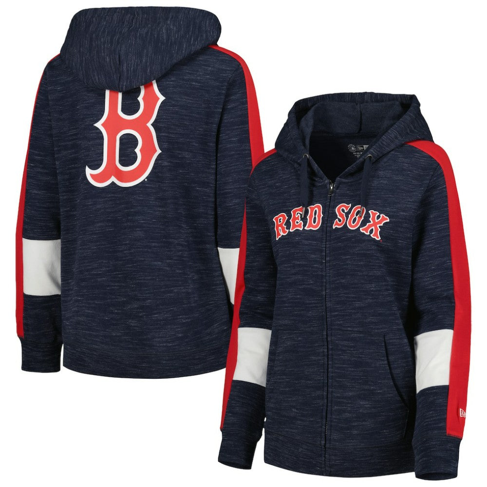 Boston Red Sox New Era Women's Colorblock Full-Zip Hoodie - Navy Hoodies