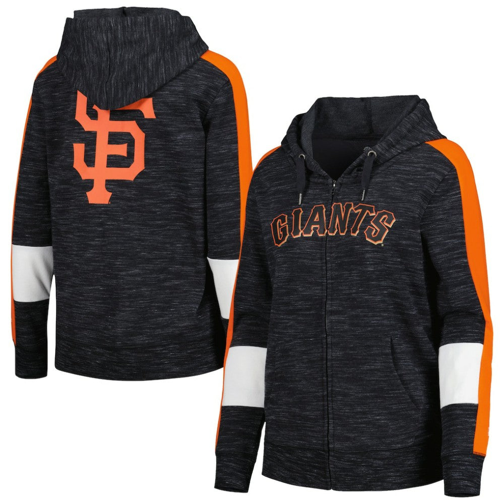 San Francisco Giants New Era Women's Colorblock Full-Zip Hoodie - Black Hoodies