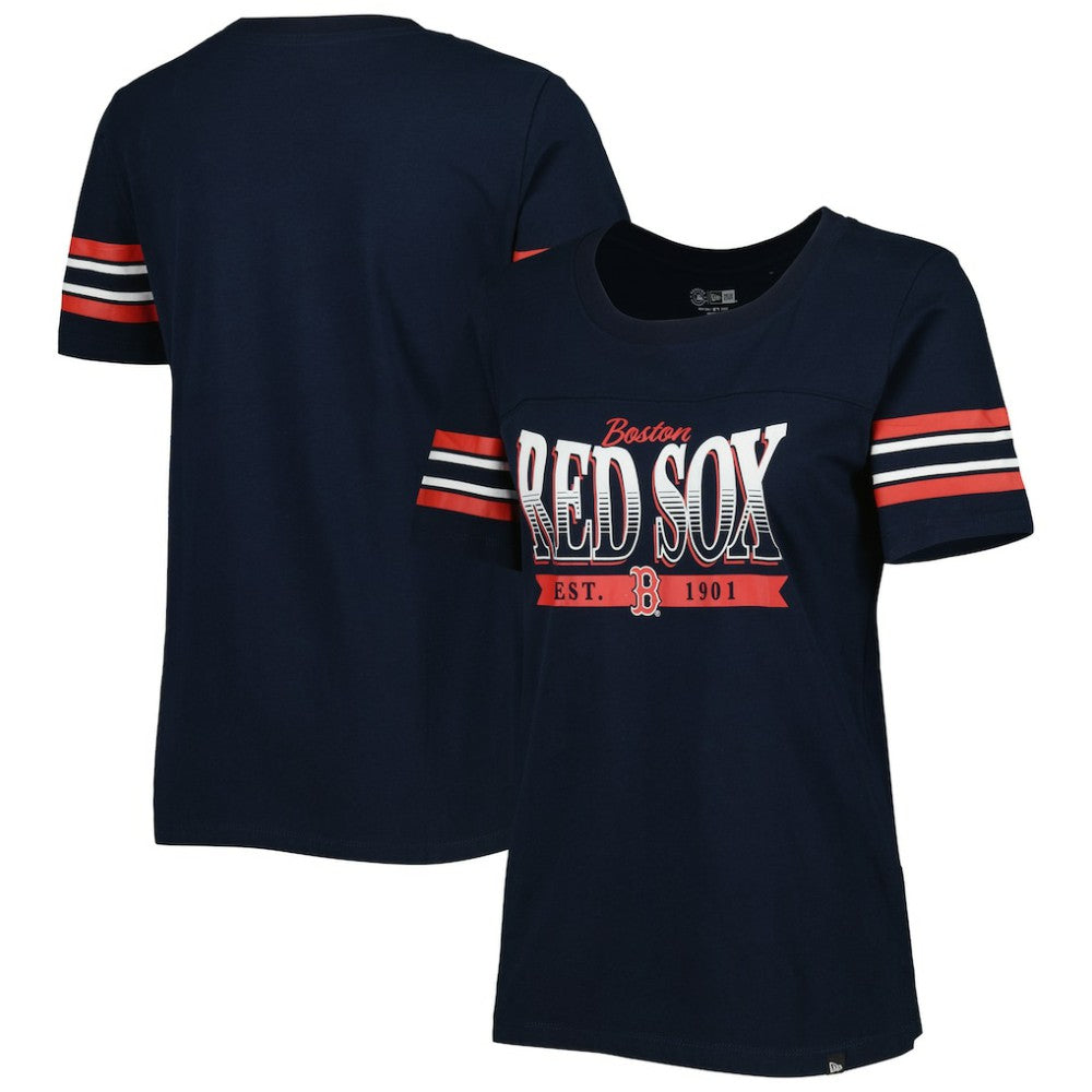 Boston Red Sox New Era Women's Team Stripe T-Shirt - Navy T-shirts