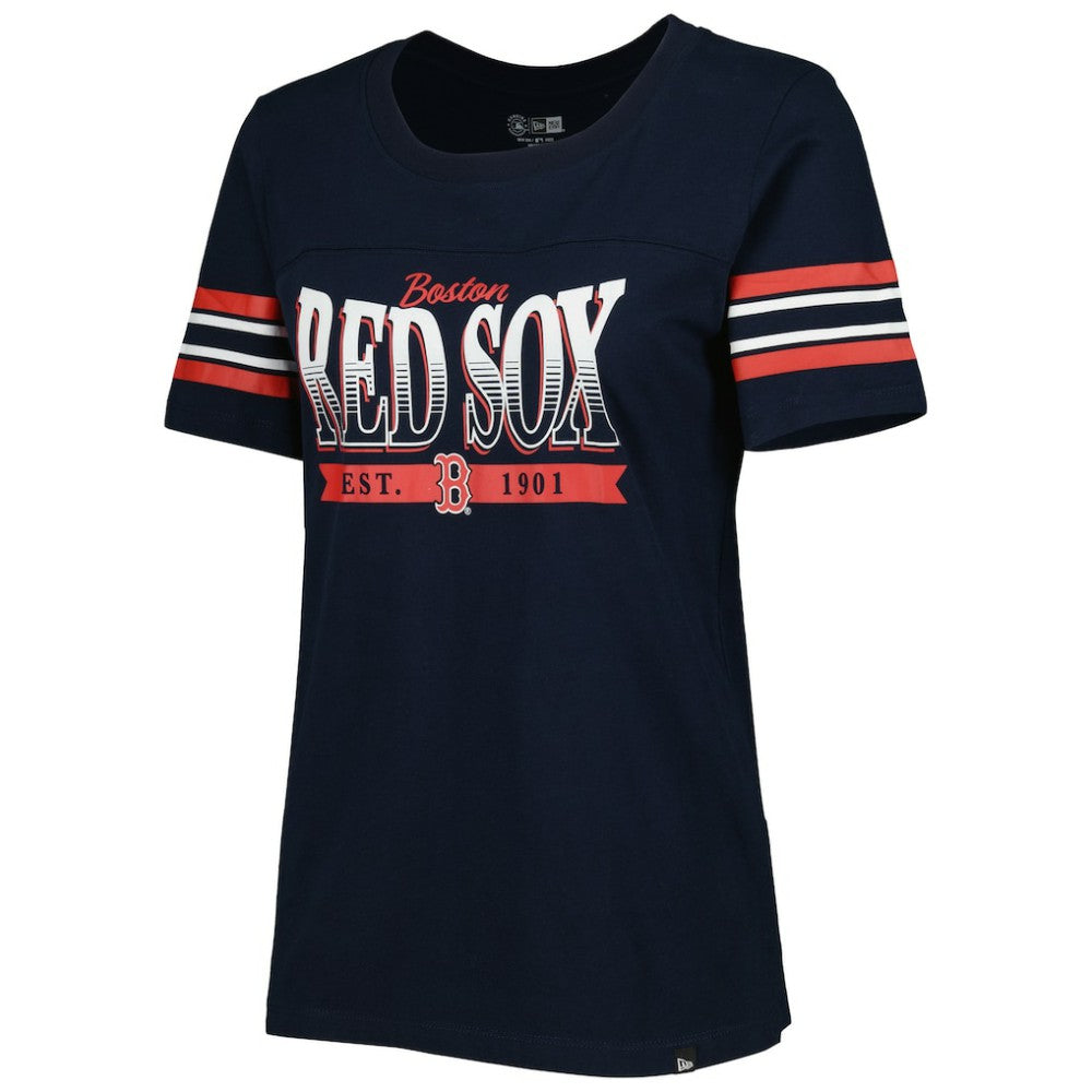Boston Red Sox New Era Women's Team Stripe T-Shirt - Navy T-shirts