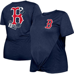 Boston Red Sox New Era Women's Plus Size Two-Hit Front Knot T-Shirt - Navy T-shirts