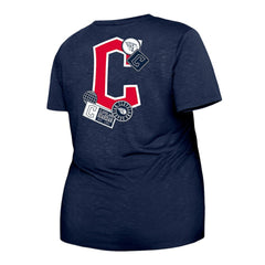 Cleveland Guardians New Era Women's Plus Size Two-Hit Front Knot T-Shirt - Navy T-shirts