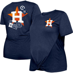 Houston Astros New Era Women's Plus Size Two-Hit Front Knot T-Shirt - Navy T-shirts