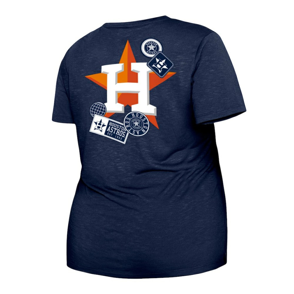 Houston Astros New Era Women's Plus Size Two-Hit Front Knot T-Shirt - Navy T-shirts