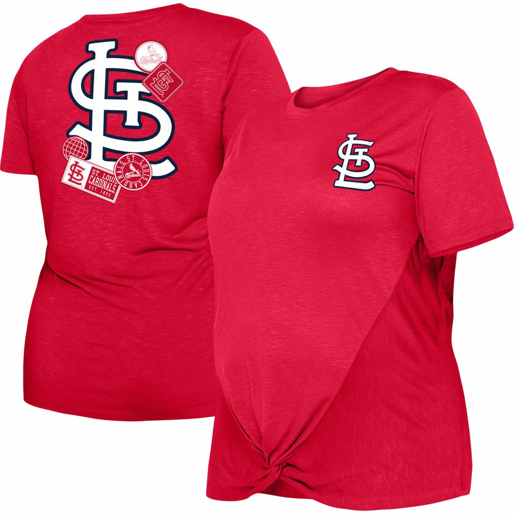 St. Louis Cardinals New Era Women's Plus Size Two-Hit Front Knot T-Shirt - Red T-shirts
