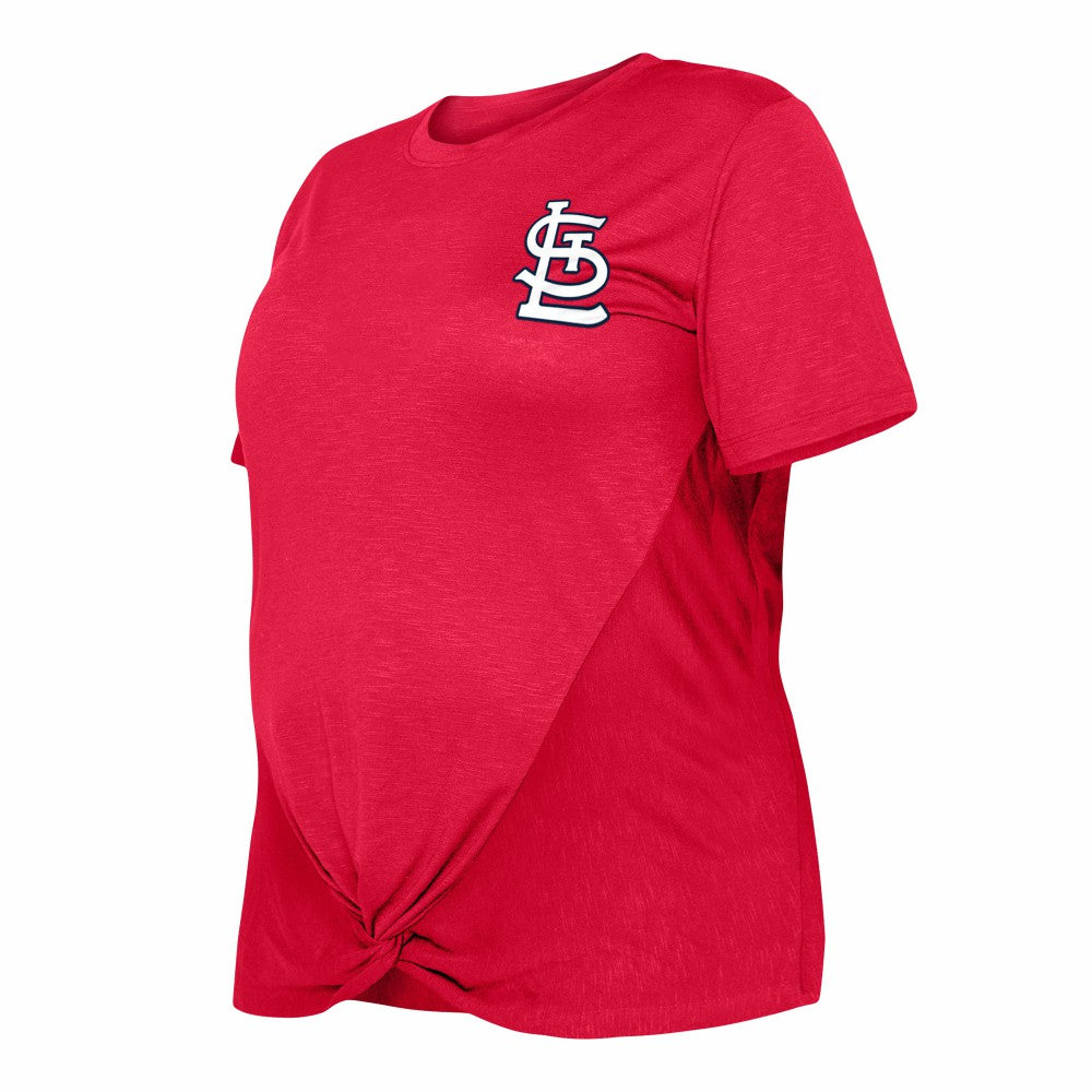 St. Louis Cardinals New Era Women's Plus Size Two-Hit Front Knot T-Shirt - Red T-shirts