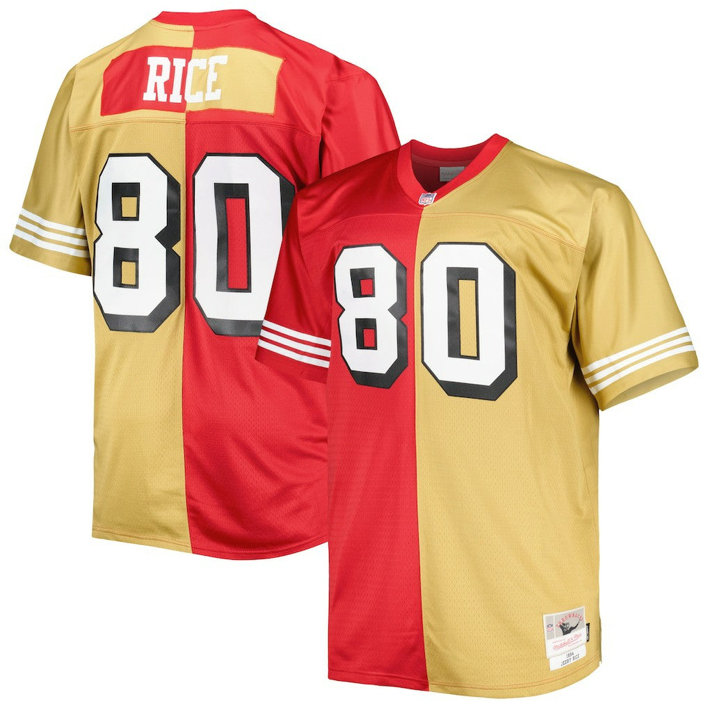Jerry Rice San Francisco 49ers Big & Tall Split Legacy Retired Player Replica Jersey - Scarlet/Gold Jerseys