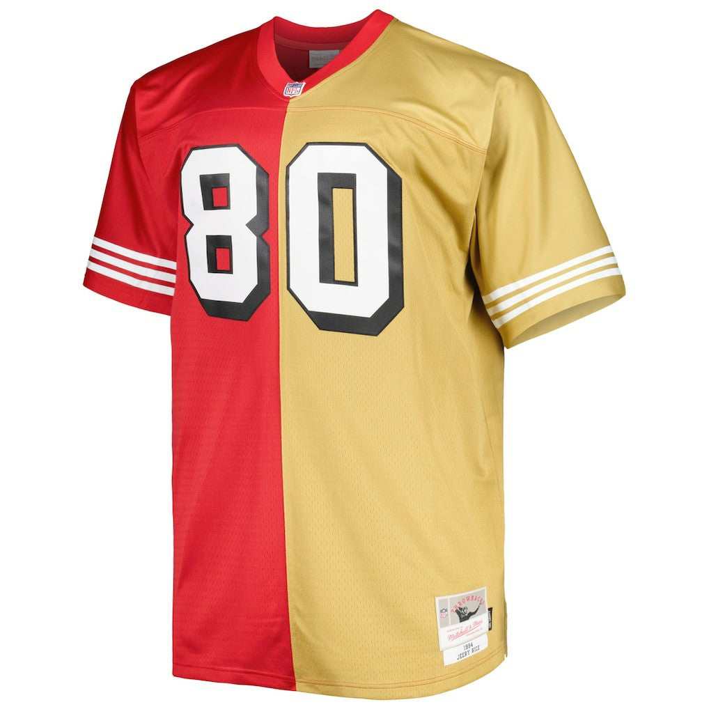 Jerry Rice San Francisco 49ers Big & Tall Split Legacy Retired Player Replica Jersey - Scarlet/Gold Jerseys