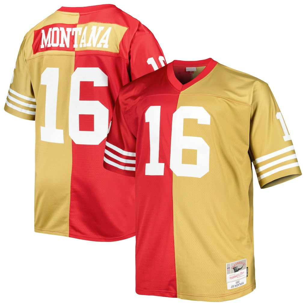 Joe Montana San Francisco 49ers Big & Tall Split Legacy Retired Player Replica Jersey - Scarlet/Gold Jerseys
