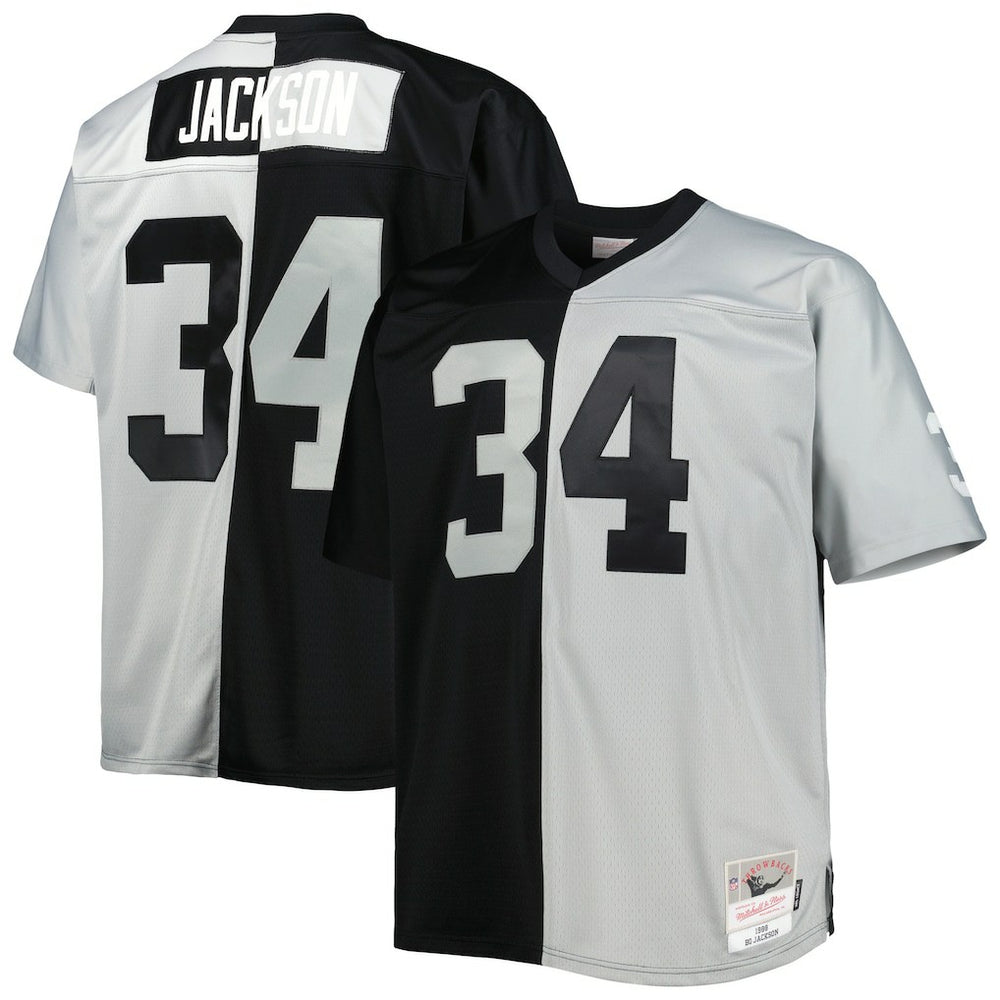 Bo Jackson Las Vegas Raiders Big & Tall Split Legacy Retired Player Replica Jersey - Black/Silver Jerseys