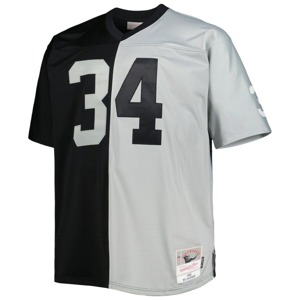 Bo Jackson Las Vegas Raiders Big & Tall Split Legacy Retired Player Replica Jersey - Black/Silver Jerseys