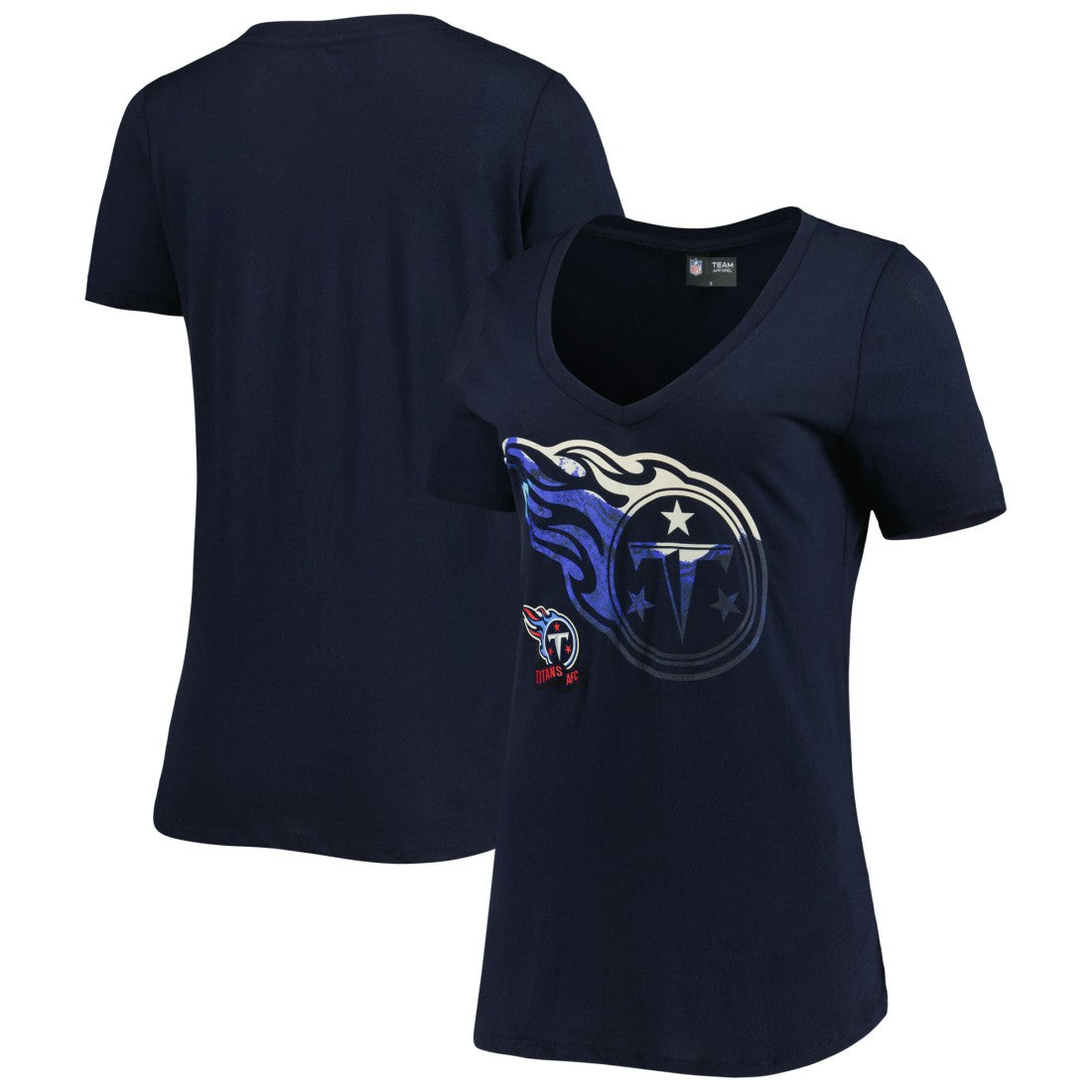 Tennessee Titans New Era Women's Ink Dye Sideline V-Neck T-Shirt - Navy T-shirts