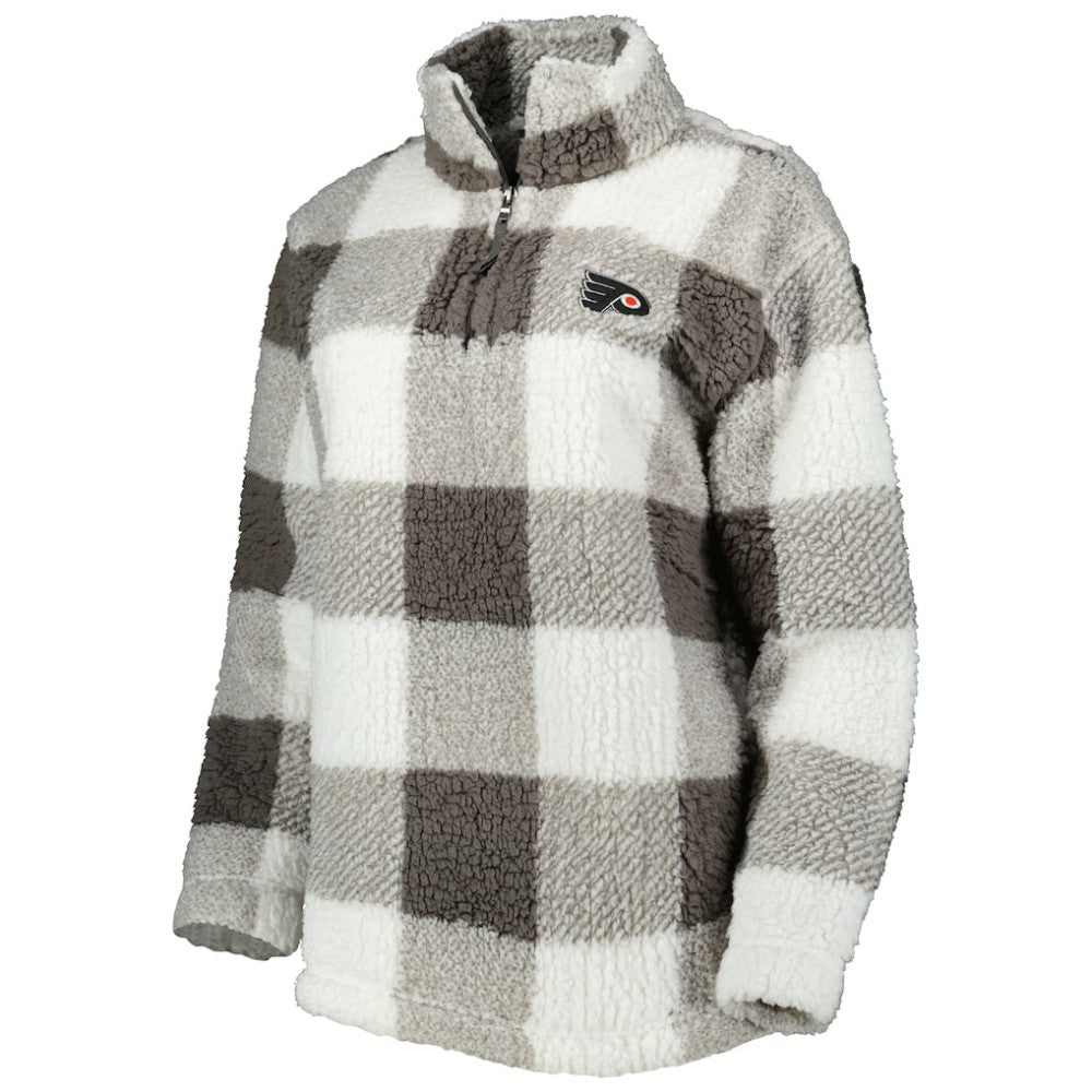 Philadelphia Flyers G-III 4Her by Carl Banks Women's Logo Plaid Sherpa Quarter-Zip Jacket - Gray/White | US 4997226