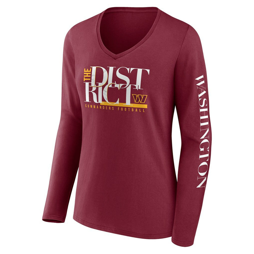 Washington Commanders Women's Hometown Sweep Long Sleeve V-Neck T-Shirt - Burgundy T-shirts
