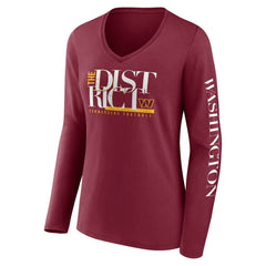 Washington Commanders Women's Hometown Sweep Long Sleeve V-Neck T-Shirt - Burgundy T-shirts