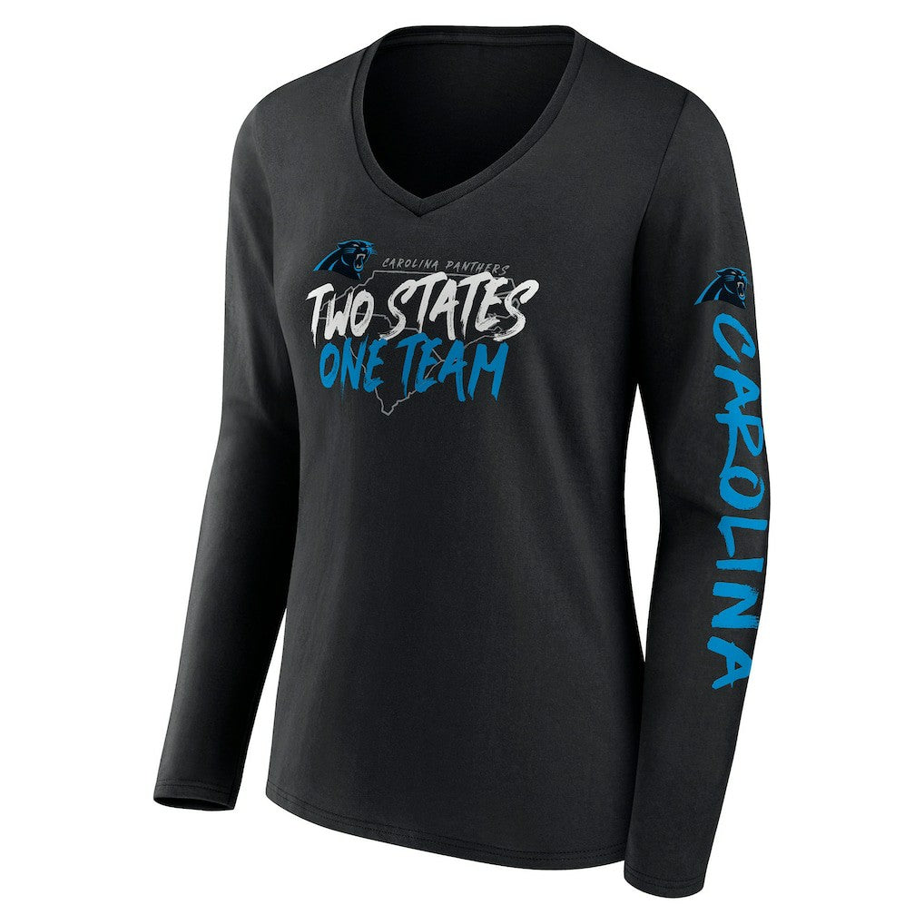 Carolina Panthers Women's Hometown Sweep Long Sleeve V-Neck T-Shirt - Black T-shirts