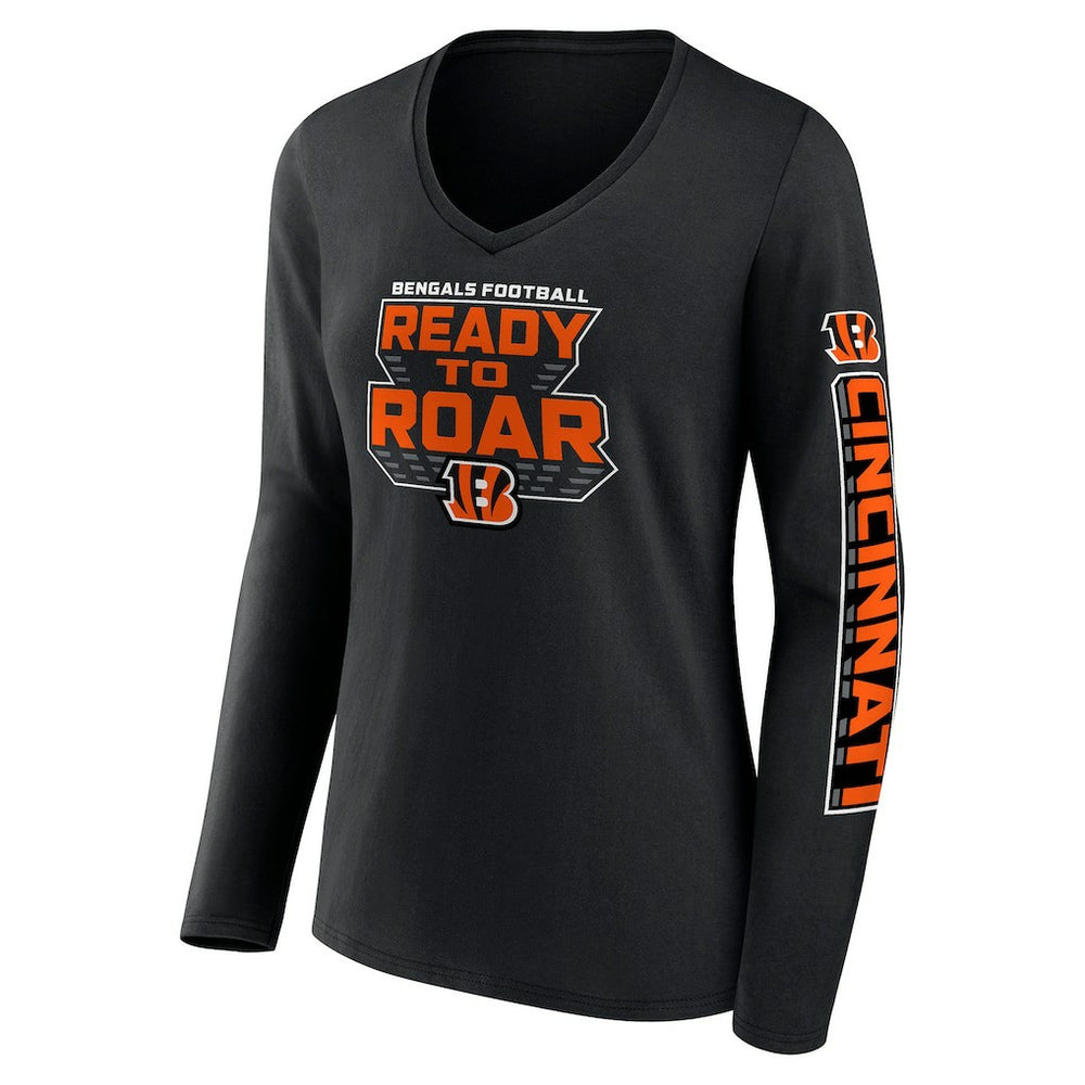 Cincinnati Bengals Women's Hometown Sweep Long Sleeve V-Neck T-Shirt - Black T-shirts