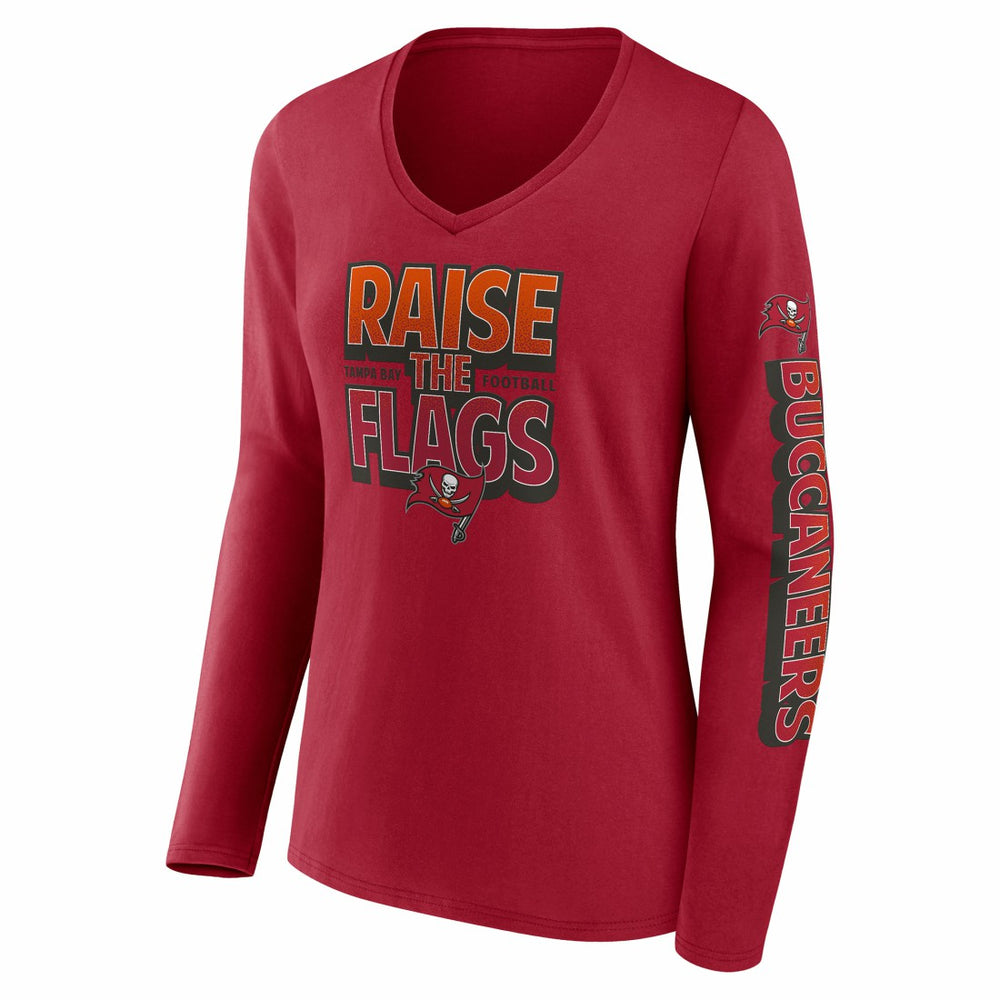 Tampa Bay Buccaneers Women's Hometown Sweep Long Sleeve V-Neck T-Shirt - Red T-shirts