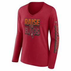 Tampa Bay Buccaneers Women's Hometown Sweep Long Sleeve V-Neck T-Shirt - Red T-shirts