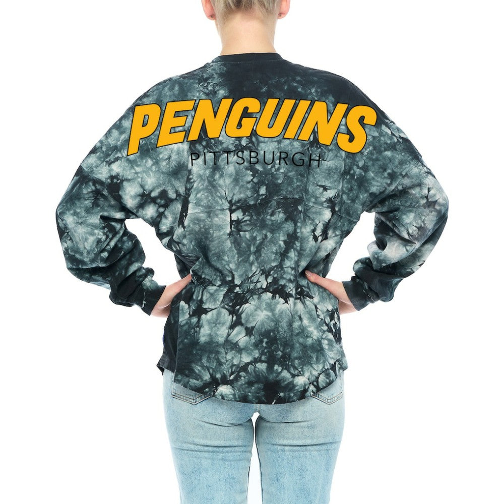 Pittsburgh Penguins Fanatics Women's Crystal-Dye Long Sleeve T-Shirt - Black | US 4998553