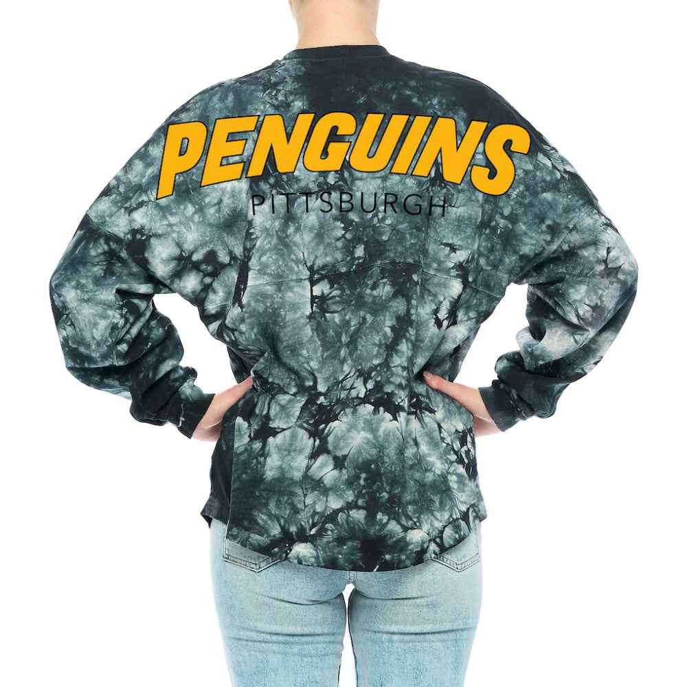 Pittsburgh Penguins Fanatics Women's Crystal-Dye Long Sleeve T-Shirt - Black | US 4998553