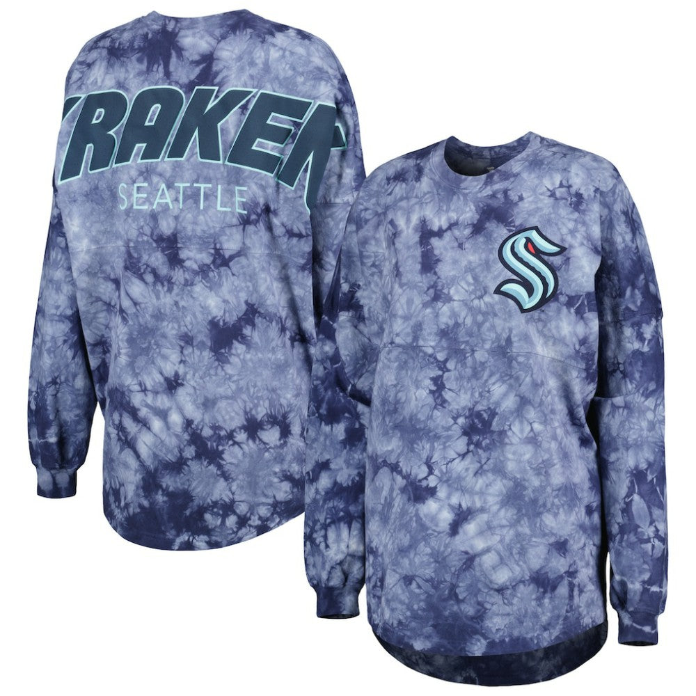Seattle Kraken Fanatics Women's Crystal-Dye Long Sleeve T-Shirt - Deep Sea Blue | US 4998560
