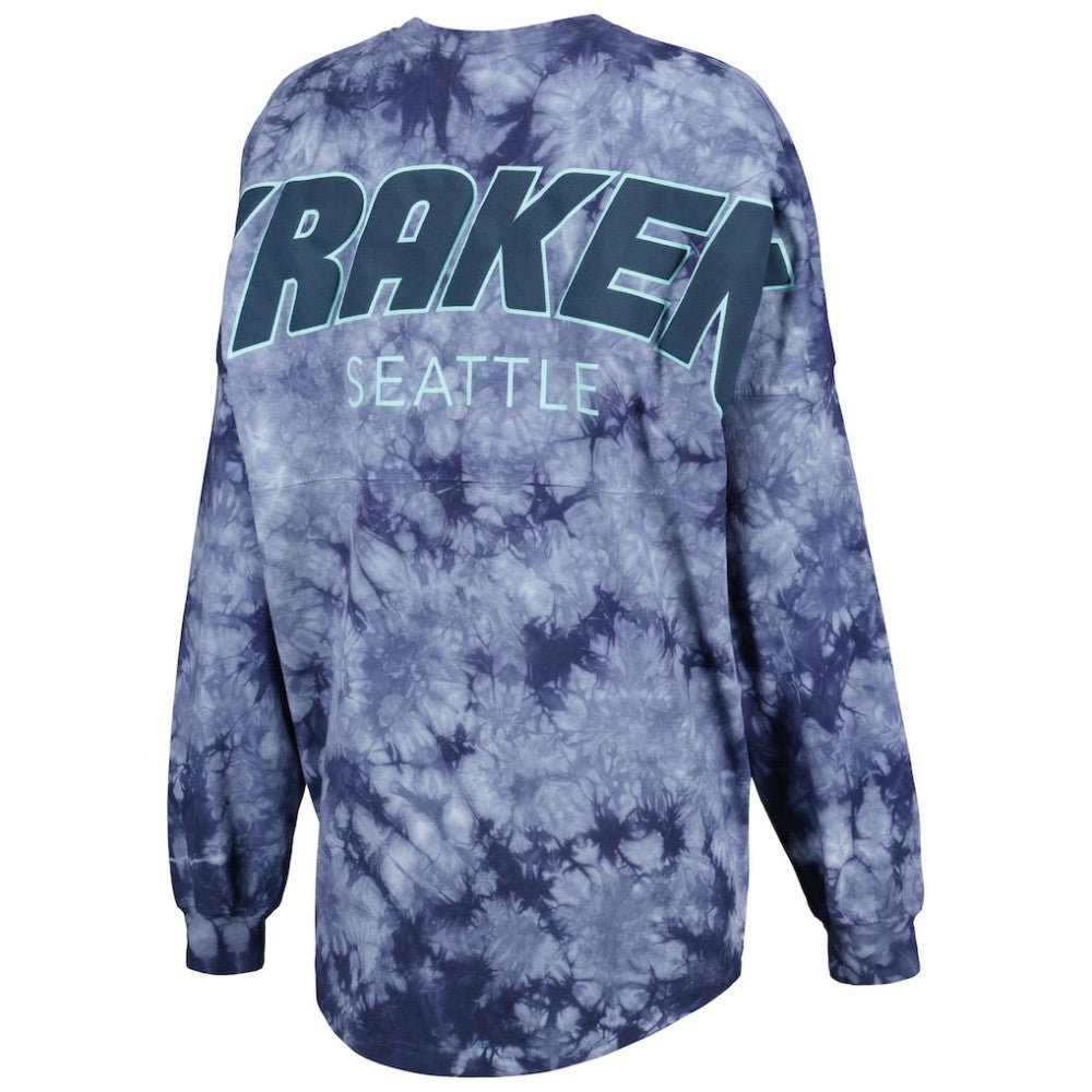 Seattle Kraken Fanatics Women's Crystal-Dye Long Sleeve T-Shirt - Deep Sea Blue | US 4998560