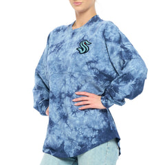 Seattle Kraken Fanatics Women's Crystal-Dye Long Sleeve T-Shirt - Deep Sea Blue | US 4998560