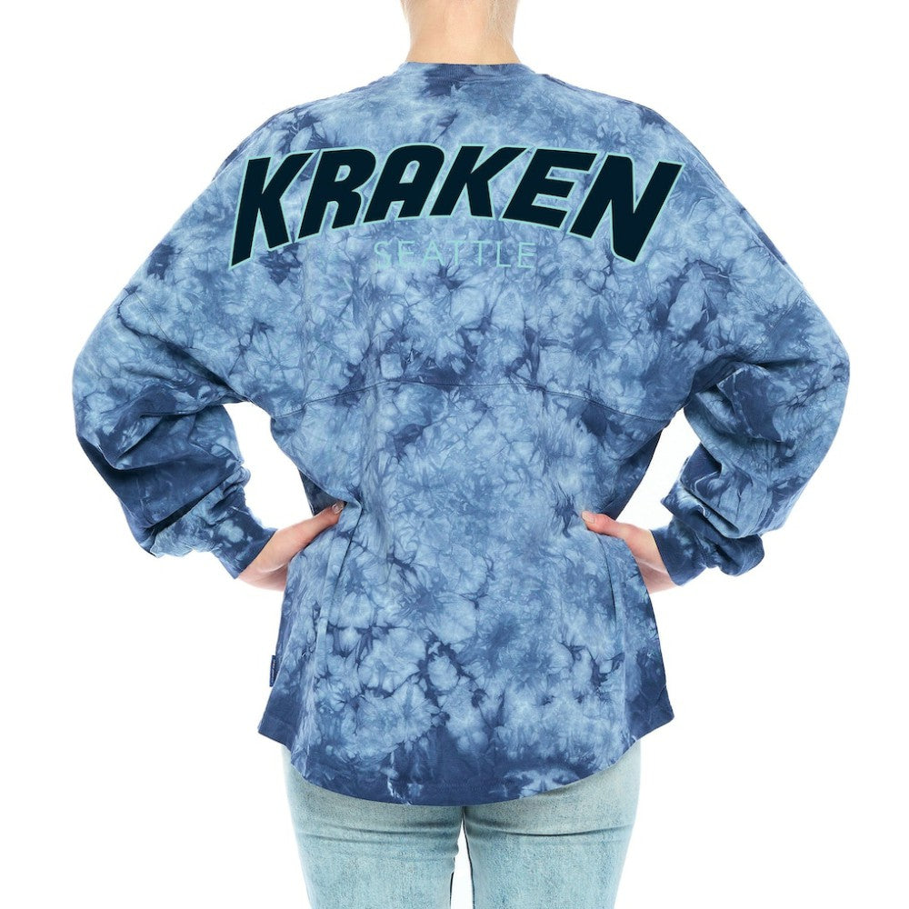 Seattle Kraken Fanatics Women's Crystal-Dye Long Sleeve T-Shirt - Deep Sea Blue | US 4998560