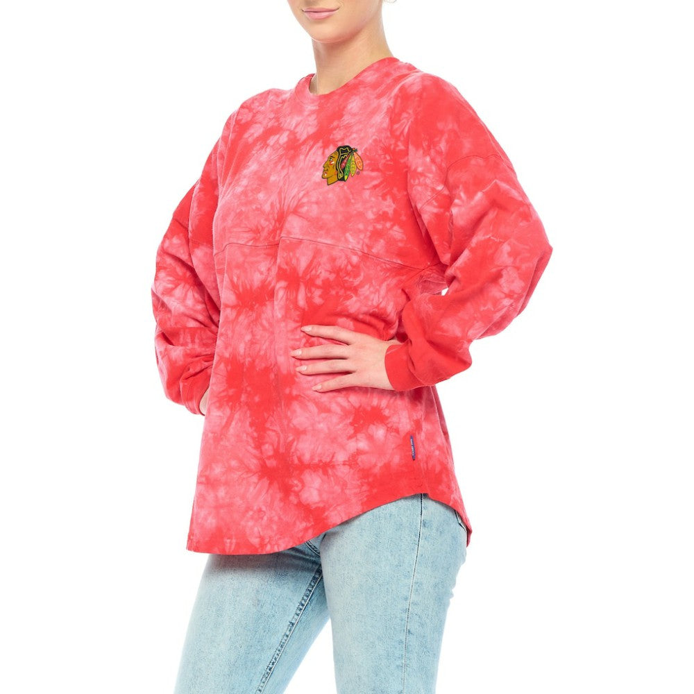 Chicago Blackhawks Fanatics Women's Crystal-Dye Long Sleeve T-Shirt - Red | US 4998567