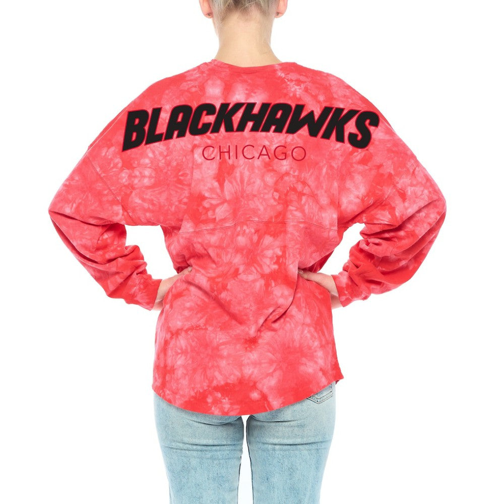 Chicago Blackhawks Fanatics Women's Crystal-Dye Long Sleeve T-Shirt - Red | US 4998567