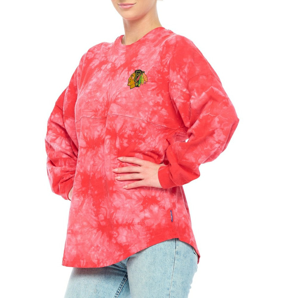 Chicago Blackhawks Fanatics Women's Crystal-Dye Long Sleeve T-Shirt - Red | US 4998567
