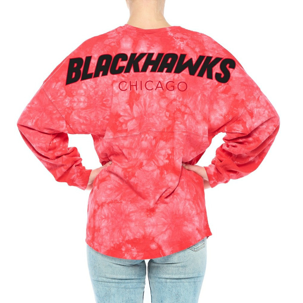 Chicago Blackhawks Fanatics Women's Crystal-Dye Long Sleeve T-Shirt - Red | US 4998567