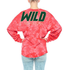 Minnesota Wild Fanatics Women's Crystal-Dye Long Sleeve T-Shirt - Red | US 4998570