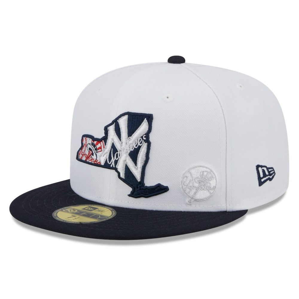 New York Yankees New Era State 59FIFTY Fitted Hat - White/Navy Hats