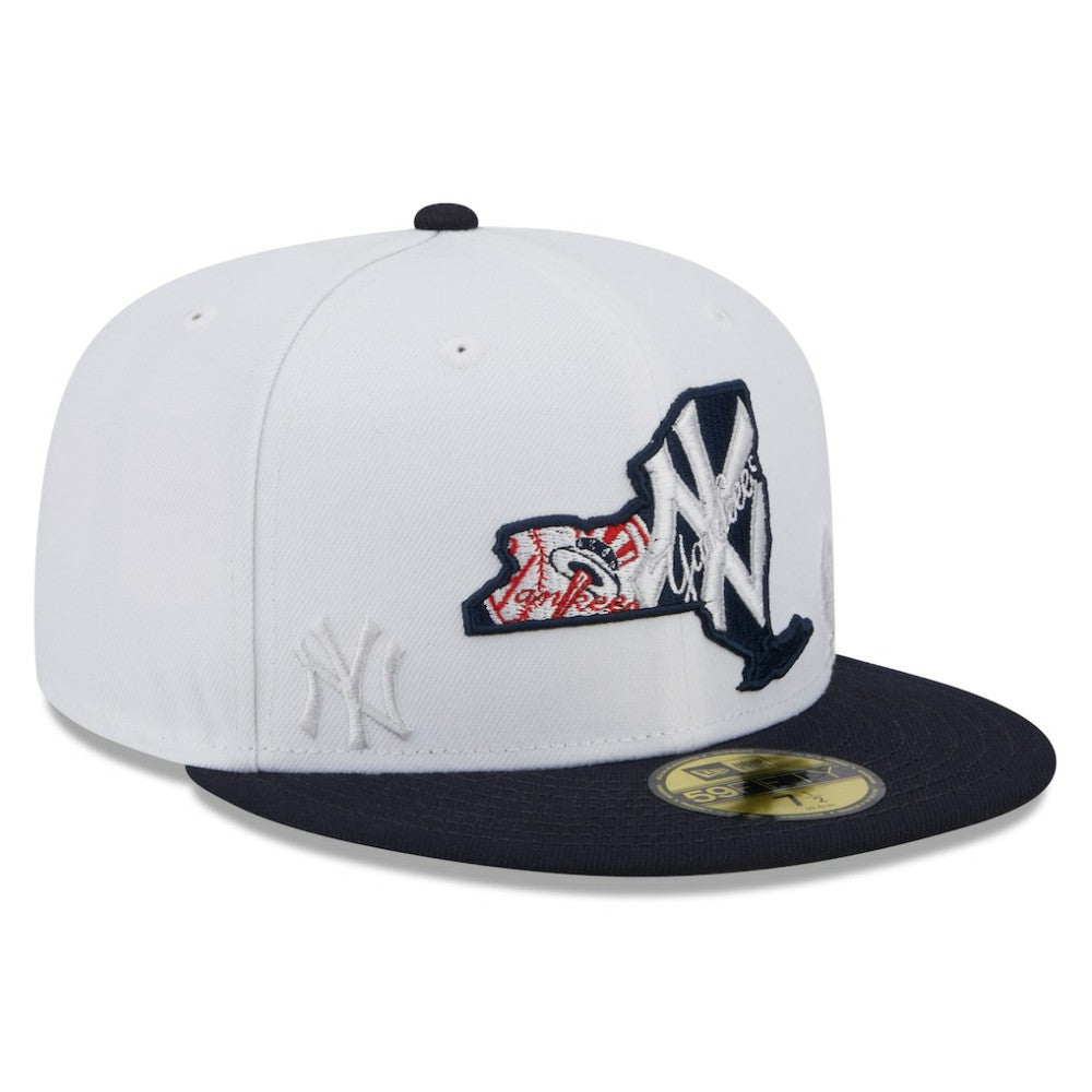 New York Yankees New Era State 59FIFTY Fitted Hat - White/Navy Hats