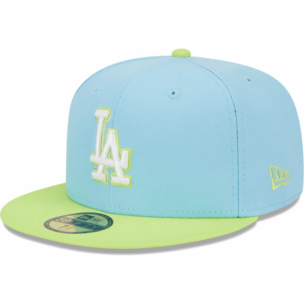 Los Angeles Dodgers New Era Spring Color Two-Tone 59FIFTY Fitted Hat - Light Blue/Neon Green Hats