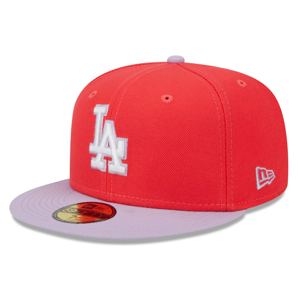 Los Angeles Dodgers New Era Spring Color Two-Tone 59FIFTY Fitted Hat - Red/Lavender Hats