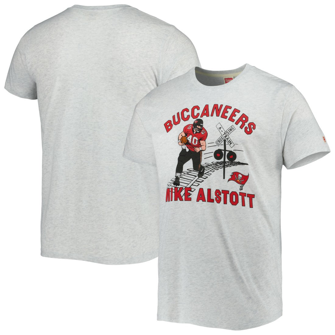 Mike Alstott Tampa Bay Buccaneers Homage Unisex Caricature Retired Player Tri-Blend T-Shirt - Ash T-shirts