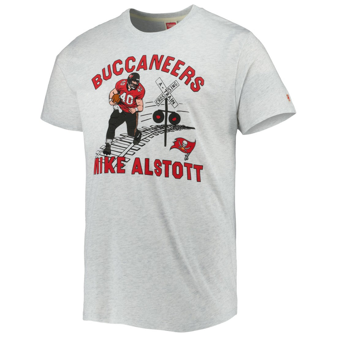 Mike Alstott Tampa Bay Buccaneers Homage Unisex Caricature Retired Player Tri-Blend T-Shirt - Ash T-shirts