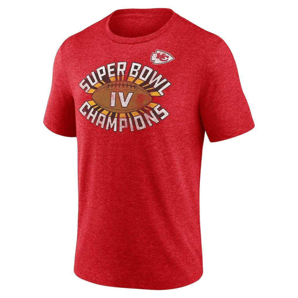 Kansas City Chiefs Hometown Old-Fashioned Super Bowl IV Champions Tri-Blend T-Shirt - Heather Red T-shirts
