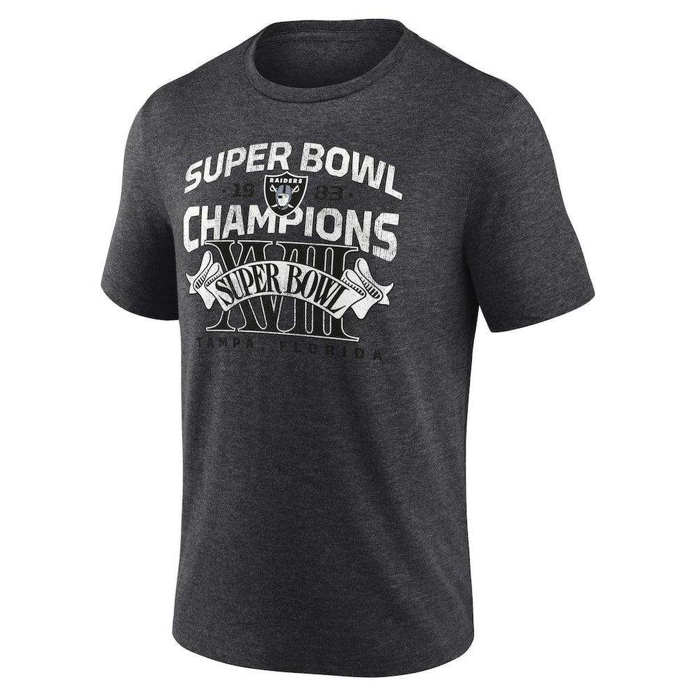 Las Vegas Raiders Hometown Old-Fashioned Super Bowl XVIII Champions Tri-Blend T-Shirt - Charcoal T-shirts