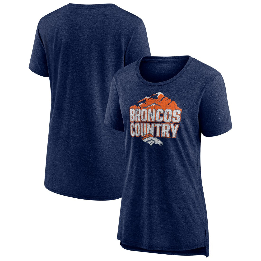 Denver Broncos Women's Hometown First Down Tri-Blend T-Shirt - Heather Navy T-shirts