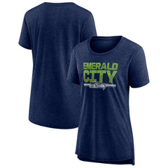 Seattle Seahawks Women's Hometown First Down Tri-Blend T-Shirt - Heather College Navy T-shirts