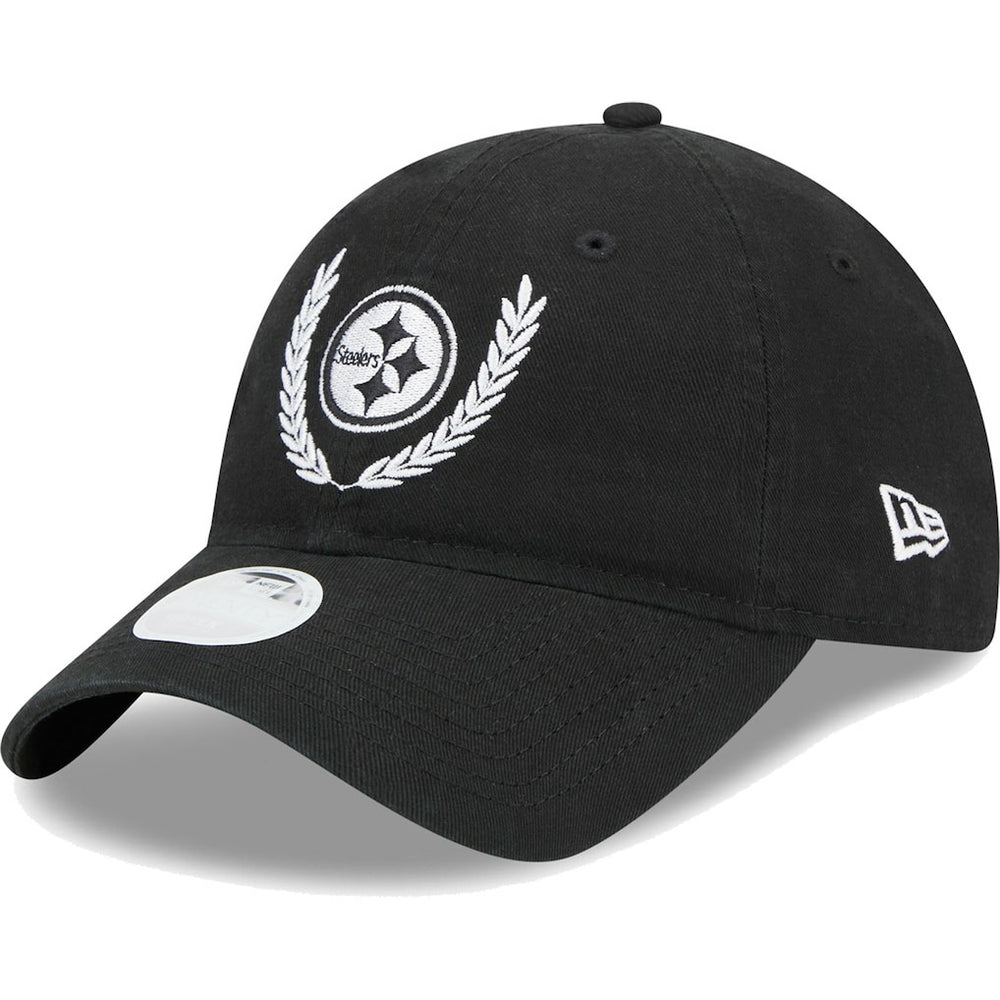 Pittsburgh Steelers New Era Women's Leaves 9TWENTY Adjustable Hat - Black Hats