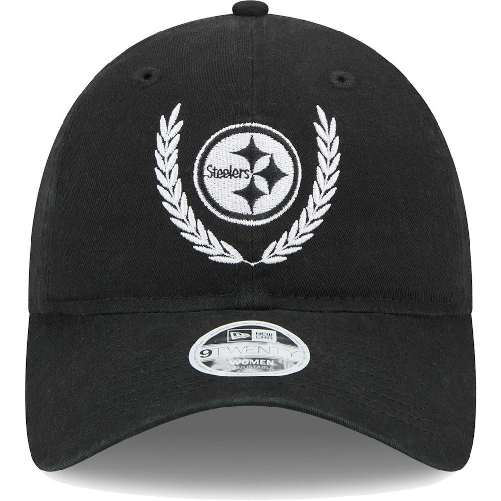 Pittsburgh Steelers New Era Women's Leaves 9TWENTY Adjustable Hat - Black Hats